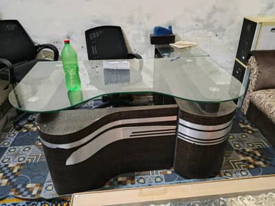 executive office table with 12mm glass top