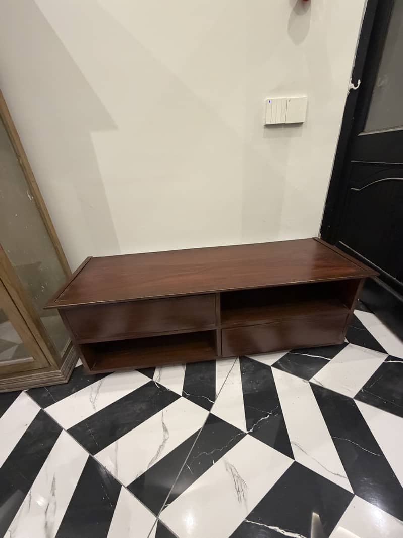Tv console with 2 drawers and 2 open storage sections 1