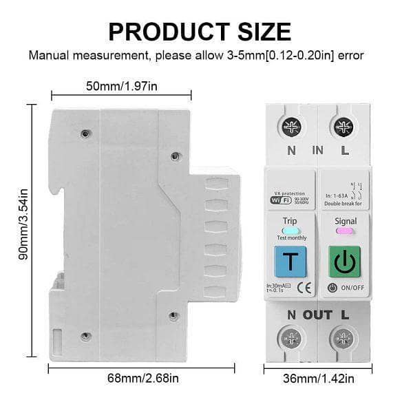 63A Smart Breaker – Tuya WiFi Energy Meter with Leakage Protection