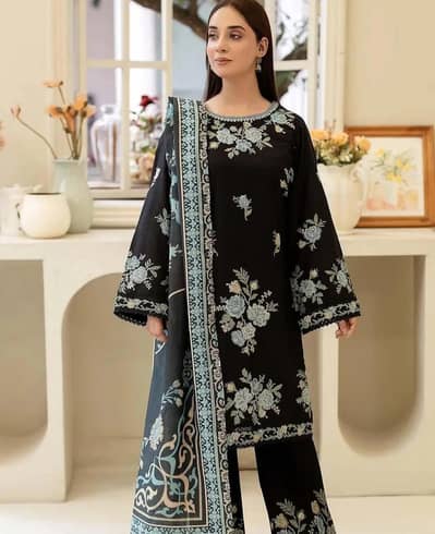 3 PCs women's unstictched embroidered suit