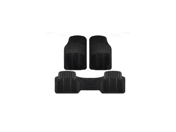 High Quality 3 Pcs Universal Car Floor Mats – Black | Durable Waterproof Heavy-Duty All-Weather Protection