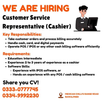 Cashier Job in Rawalpindi