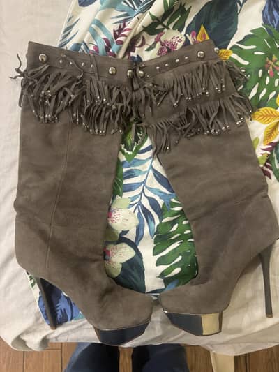 Used only once! Exotic high boots at. Throw Away Price!