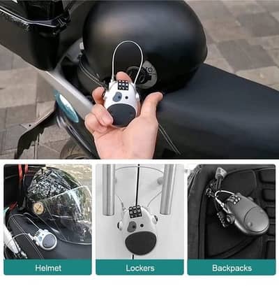 Helmet lock for bike/Number lock for Helmet/Extendable cable password