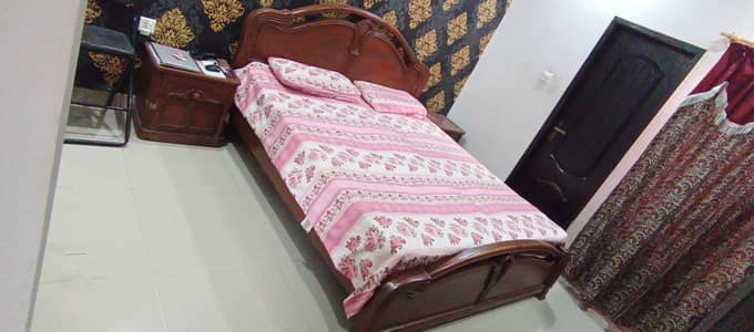 Burma Teak wood king size bed with side tables and spring mattress for