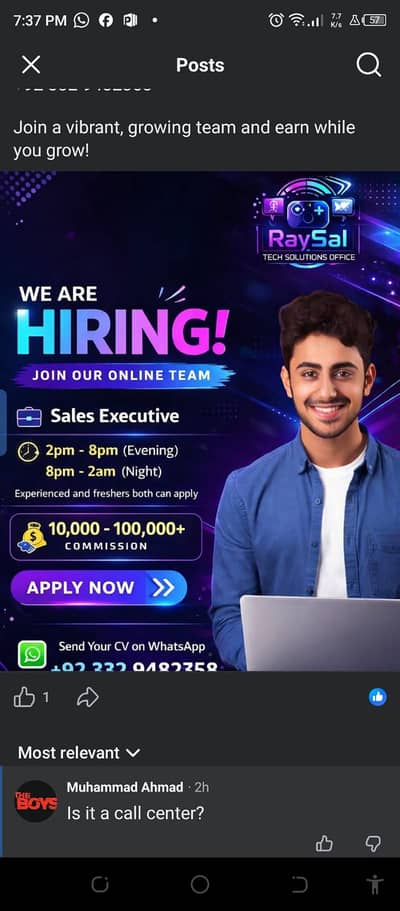 RaySal Tech Solutions is hiring sales executives