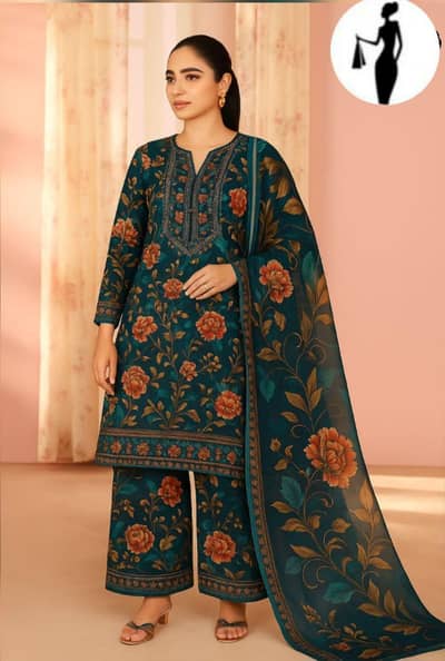 3 PCs lawn suit for women