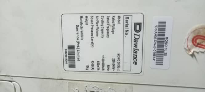 split AC 1,5 ton Dawlance full coper genevan