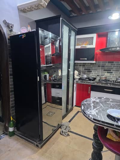 Singer SR-4000 Radiance Pearl Black Refrigerator Glass Door