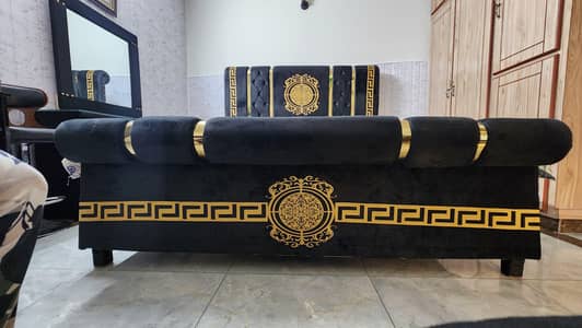 Bedroom complete bed set with coffee table chairs (in black velvet)