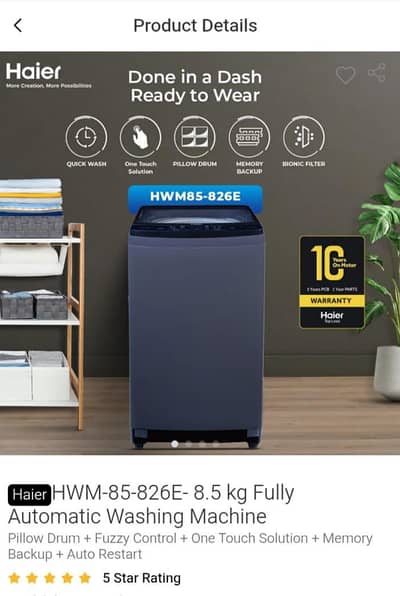 8kg haier and 10 kg hoover