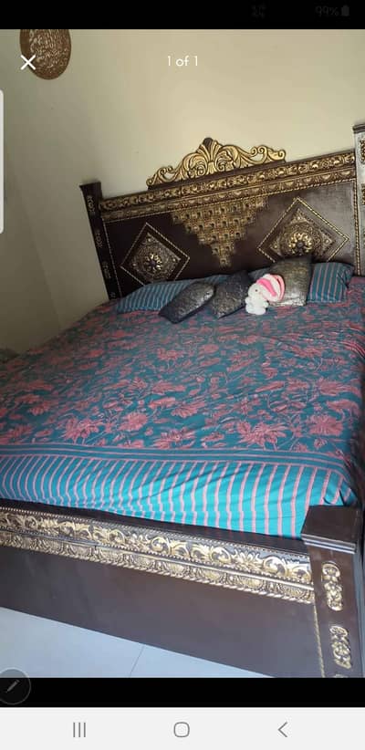 King size wooden bed