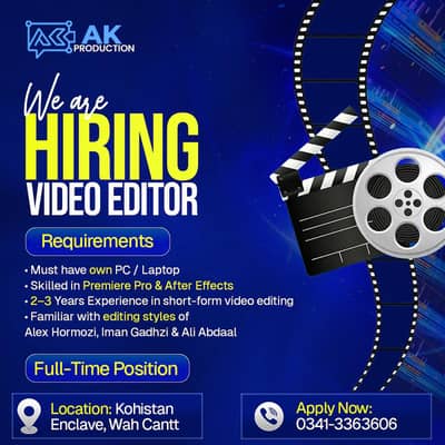 We Are Hiring a Video Editor