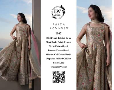  Most Demanding Faiza Saqlain Lawn 3pc | Chiffon Dupatta | 2026