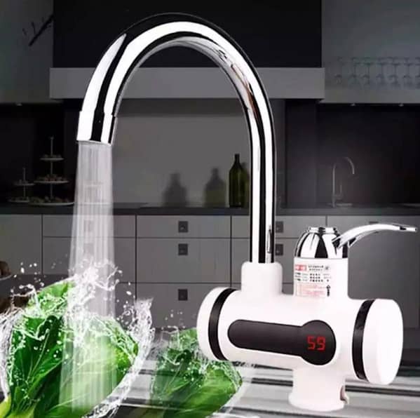 Instant Electric Hot Water Heater Faucet by TRIMUX: Quick Heating, Digital Display, and Shower Head for Kitchen and Bathroom Use