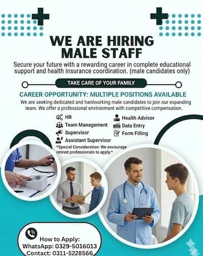 Office Jobs for Male Staff HR, Supervisor, Assistant,Data Entry Jobs