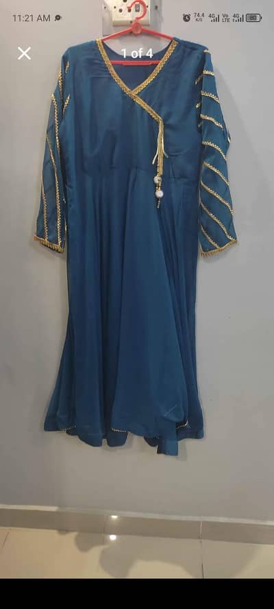 full long flary frock 3 pc