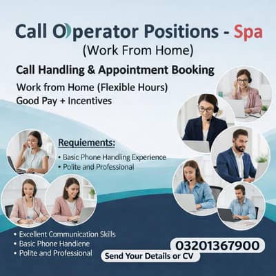 We Are Looking For Male & Female Call Operator For Spa Work From Home