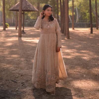 Golden Heavy Embroidered Maxi for Wedding