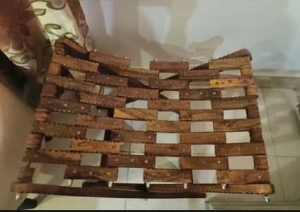 Handmade Wooden Stool, Foldable, with Brass Work