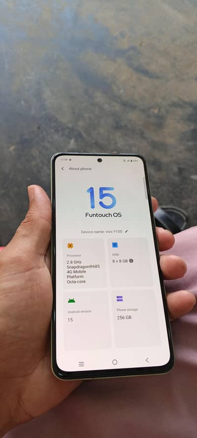 Vivo Y100 8+8/256 all ok saff condition 2 days battery backup