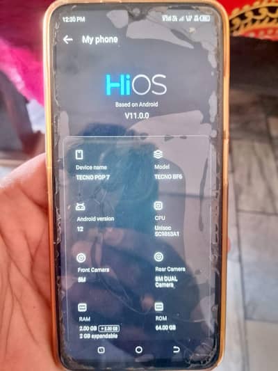 Tecno pop7 Rm 2+2 memory 64 box b hai sath