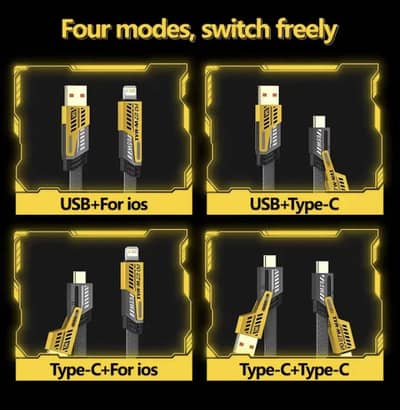 4 in 1 charging cable metal case primium quality