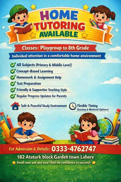 Home Tutoring available