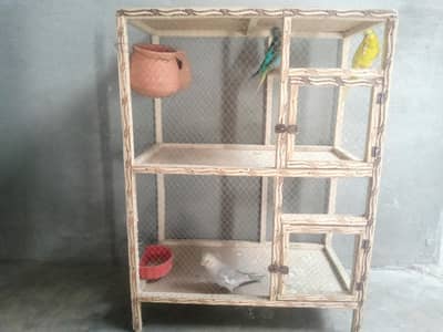 Parrots wooden double cage