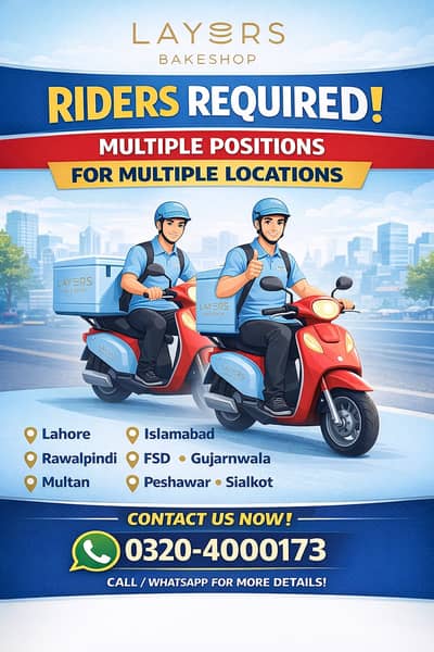 Delivery Riders Required | Rdier Jobs | Staff Required | Rider jobs