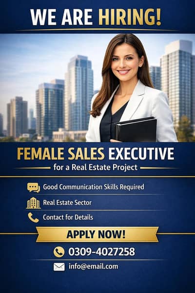 Female  sales Executive for a Real estate  projects