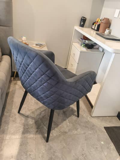 coffe chairs 2 available in Gray color  velvet stuff. very good quli