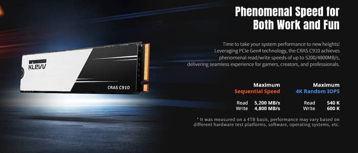 KLEVV CRAS C910 2TB M. 2 2280 NVMe PCIe Gen4x4