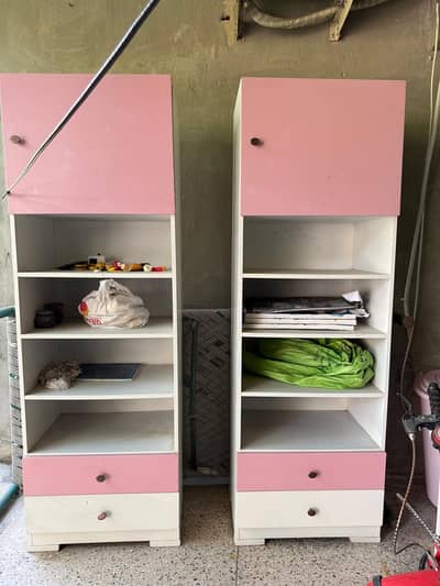Book racks plus cabinet and draws