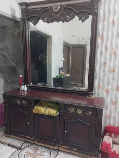 bed, dressing, side tables