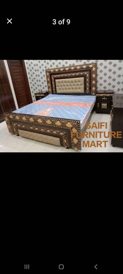 wooden double bed side table and dressing table