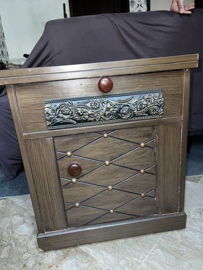 Side table with a drawer and down cabinet