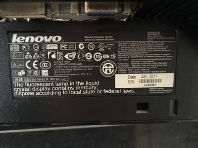 Lenovo 20” LCD Monitor