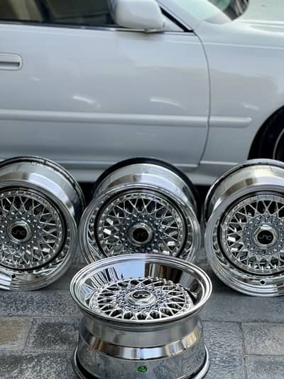 Super Chrome 17 inch 100/114 PCD Alloy Rims For Corolla Markx Civic