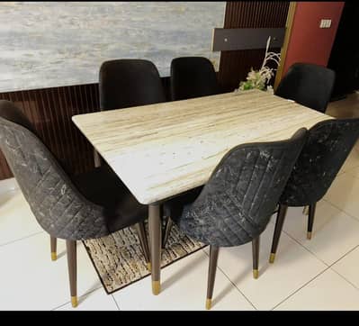 6 Seater Dining Table with Velvet Chairs for Sale  Beautiful
