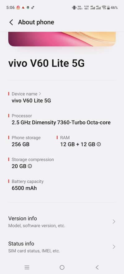 Vivo v60 lite 5G no scratch full new mobile hai 8 month woranty