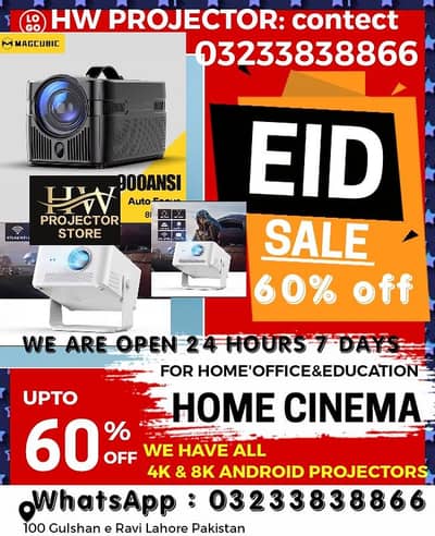 FULL HD 4K ANDROID SMART PROJECTOR/MULTIMEDIA PROJECTOR/HOME CINEMA