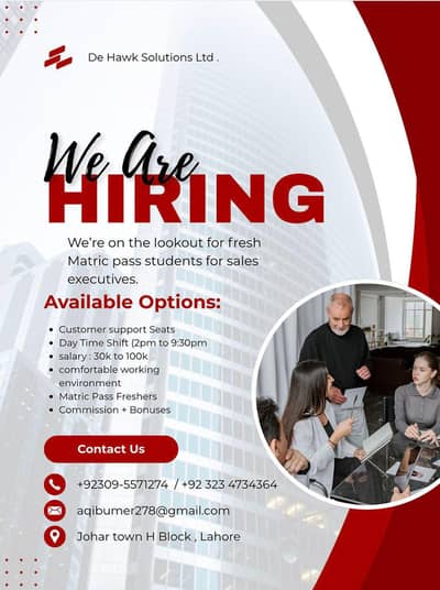 Matric pass students job for Male And Female part time job