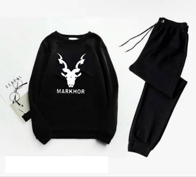 Men black Markhor printed tracksuit 2Pcs polyester