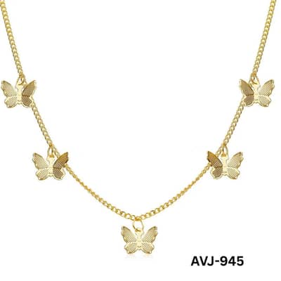 Stylish Silver and golden Butterfly Necklace for Girls