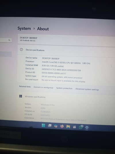 Hp desktop core i5 8250u 1.60ghz ram 8.00 gb 8th generation