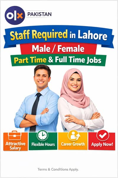 Staff Required in Lahore – Male/Female | Part Time & Full Time Jobs