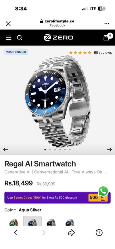 Zero-lifestyle Regal AI Smart Watch