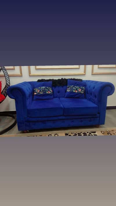 Royal Blue Velvet Luxury Sofa