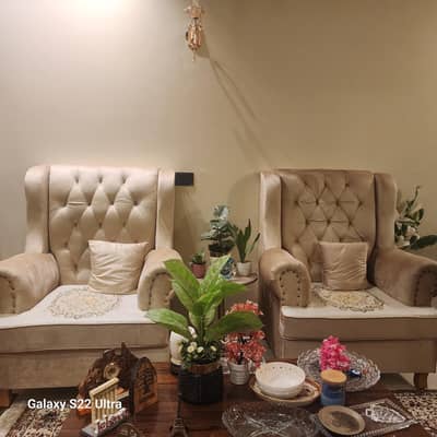 Sofa set – 2 High Back Chairs + 3 Seater Sofa – Premium Condition